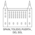 Spain, Toledo, Puerta Del Sol travel landmark vector illustration