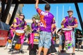 SPAIN-TORREVIEJA, ALICANTE, CONCERT ROCK AGAINST CANCER - JUNE 16, 2018: Bateria of Young People Look at Leader Drum Percussion
