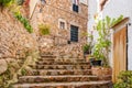 Spain, Tossa de Mar, cobbled street in medieval Old Town - Vila Vella