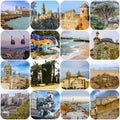 Spain travel collage - Spanish landmarks: Barcelona, Cadiz, Malaga Royalty Free Stock Photo