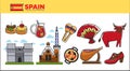 Spain travel destination promotional poster with country symbols