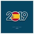 2019 Spain Typography, Happy New Year Background