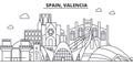 Spain, Valencia architecture line skyline illustration. Linear vector cityscape with famous landmarks, city sights Royalty Free Stock Photo