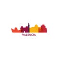 Valencia city skyline silhouette vector logo illustration