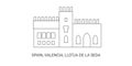 Spain, Valencia, Llotja De La Seda, travel landmark vector illustration