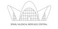 Spain, Valencia, Mercado Central, travel landmark vector illustration