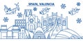 Spain, Valencia winter city skyline. Merry Christmas, Happy