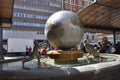 Spain, Valladolid 16th april: Fountain with Earth Sphere Sculpture from Spain Square in Downtown of Valladolid