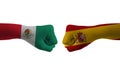 spain VS Mexico hand flag Man hands patterned football world cup Royalty Free Stock Photo