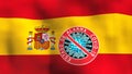 Spain waving flag with state of Emergency
