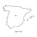 Spain world map country outline in black contour. Vector illustration. Royalty Free Stock Photo