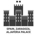 Spain, Zaragoza, Aljaferia Palace travel landmark vector illustration