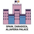 Spain, Zaragoza, Aljaferia Palace travel landmark vector illustration