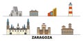 Spain, Zaragoza flat landmarks vector illustration. Spain, Zaragoza line city with famous travel sights, skyline, design