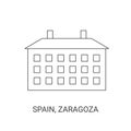 Spain, Zaragoza, travel landmark vector illustration