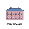 Spain, Zaragoza, travel landmark vector illustration