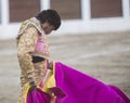 Spainish Bullfighter Curro Diaz with the capote or cape, take in Linares, Andalusia, Spain