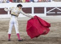 Spainish Bullfighter Daniel Luque with the capote or cape, take in Linares, Andalusia, Spain