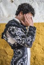 Spainish bullfighter Miguel Abellan totally focused moments before leaving to fight in Bullring of Andujar, Spain