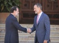 Spains King and Prime minister shaking hands