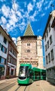 Spalentor gate and tram in Basel, Switzerland