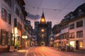 Spalentor Gate at twilight, Basel, Switzerland Royalty Free Stock Photo
