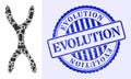 Spall Mosaic Chromosome Icon with Evolution Textured Stamp