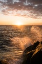 Spalshing wave at boardwalk near melbourne Royalty Free Stock Photo