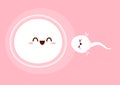 spamCute happy funny sperm cell and Ovum. Vector flat line cartoon.