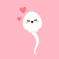 Cute happy funny sperm cell and Ovum. Vector flat line cartoon. Royalty Free Stock Photo