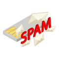 Spam attack icon, isometric style Royalty Free Stock Photo