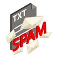 Spam attack icon isometric vector. Closed spam mail envelope and txt file format