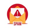 SPAM email vector icon. Advertising, phishing, distribution of malware through spam messages. Spam email message distribution,