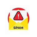 SPAM email vector icon. Advertising, phishing, distribution of malware through spam messages.
