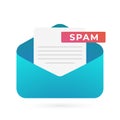 Spam Email vector icon concept. Malware spreading virus, scam and fraud mail. Irrelevant unsolicited malicious e-mail