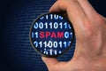 Spam filter scans for spams in binary code