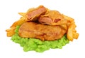 Battered Spam Fritters And Chips Meal Royalty Free Stock Photo