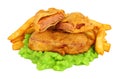 Battered Spam Fritters And Chips Meal Royalty Free Stock Photo