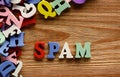 SPAM letters on wood