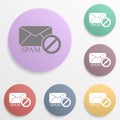 Spam mail blocker badge color set icon. Simple glyph, flat vector of web icons for ui and ux, website or mobile application Royalty Free Stock Photo