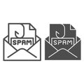 Spam mail line and glyph icon. Spam letter in envelope vector illustration isolated on white. Message with hook outline Royalty Free Stock Photo