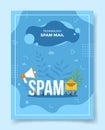 Spam mail people around spam word speaker envelope for template of banners, flyer, books cover, magazines with liquid shape style