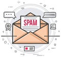 Spam message concept illustration with envelope and speech bubbles Royalty Free Stock Photo
