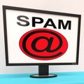 Spam Message Shows Unwanted Electronic Mail Inbox Royalty Free Stock Photo