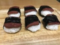 Homemade spam musubi