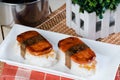 Spam musubi is a popular snack and lunch food in Japan Royalty Free Stock Photo