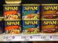 Spam Products on Grocery Store Shelf