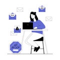 Spam protection, stop spam attack. Blocking unwanted advertising mailings. Website Adblock software, antivirus application.