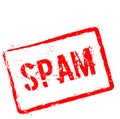 Spam red rubber stamp isolated on white. Royalty Free Stock Photo