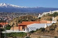 Cave dwellings and mountains, Guadix, Spain. Royalty Free Stock Photo